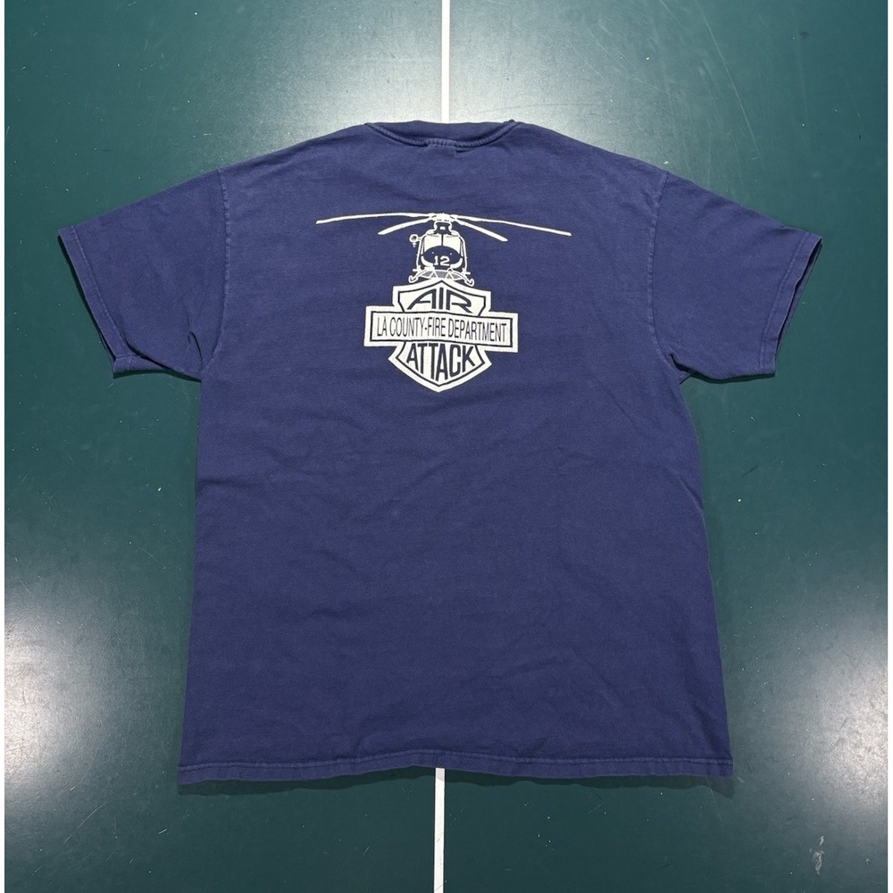 Vintage Los Angeles County Fire Department Air Attack T Shirt Mens XL Helicopter